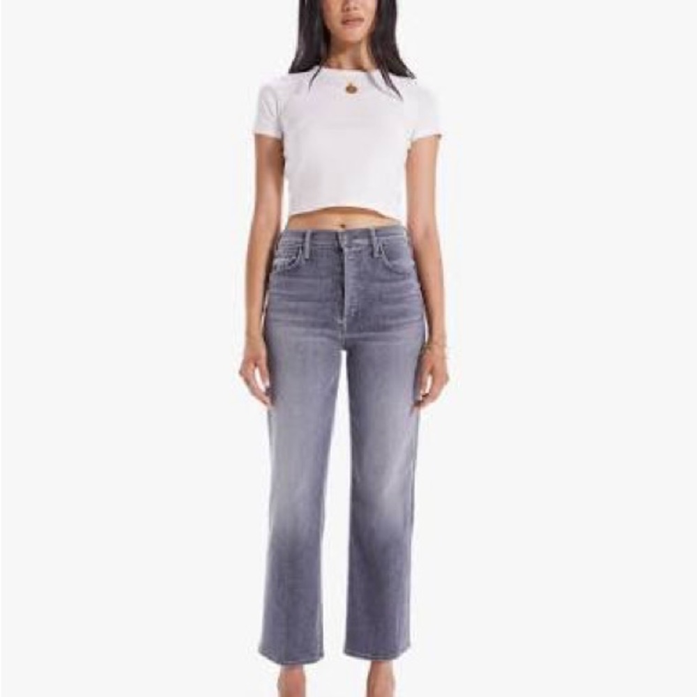 MOTHER The Rambler Straight Ankle Jean in Bars & Phrases wash